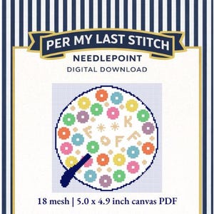 Snarky Cereal Needlepoint Pattern PDF | Funny Modern Alphabet Cereal Design