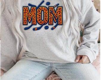 Leopard Print Hockey Mom Graphic Sweatshirt | Retro Dot Accent