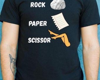 Rock Paper Scissor Graphic Tee | Hand-Drawn Illustration Shirt