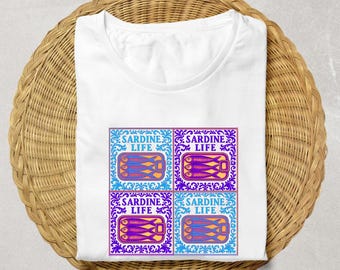 Portugal Tile Sardine Tee | Summer Coastal Fish Pattern