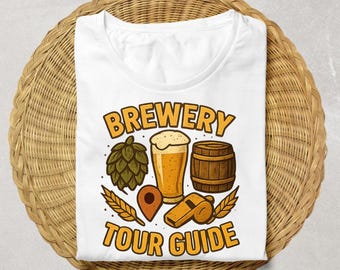 Brewery Tour Guide T-Shirt | Beer Glass, Barrel & Hops Design