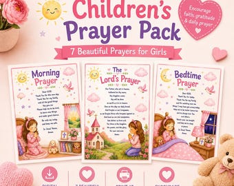 Christian Kids Prayer Pack Printable PDF | Girls Prayer Bundle
