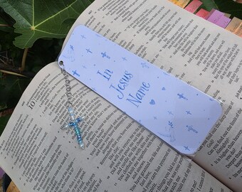 Handmade Bible Bookmark With Cross Charm In Jesus Name