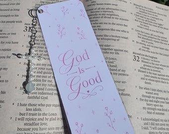 Handmade Bible Bookmark & Handmade Charm GOD IS GOOD