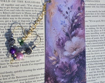 Handmade Bookmark with Handmade Charm Gold Purple