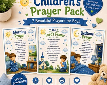 Christian Kids Prayer Pack Printable PDF | Boys Prayer Bundle