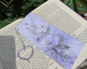 Handmade Bookmark with Handmade Charm Lilac Heart