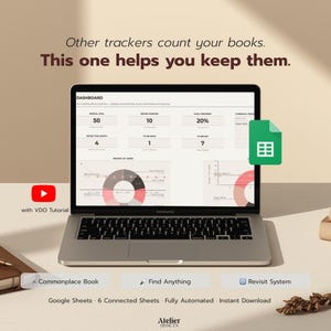 Geautomatiseerde leestracker Google Spreadsheets, dashboard voor boekenjournaal (digitale download)