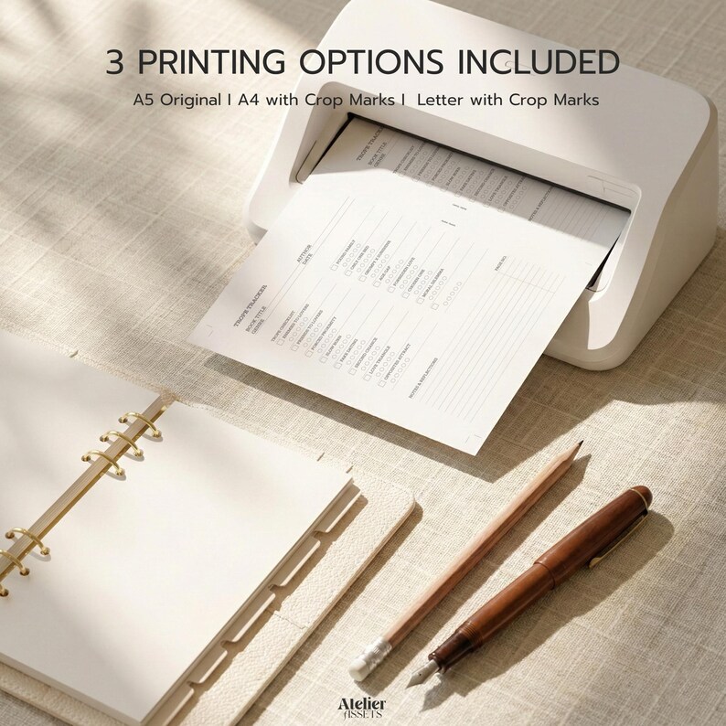 A5 trope tracker printable with A4 and US Letter crop mark versions included