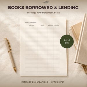 Planilha de controle de empréstimos e devoluções de livros para imprimir, modelo minimalista para registro de livros na biblioteca (PDF)