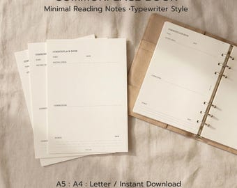 Página imprimible para cuaderno de lectura: anota citas y recuerda lo que lees (descarga digital)