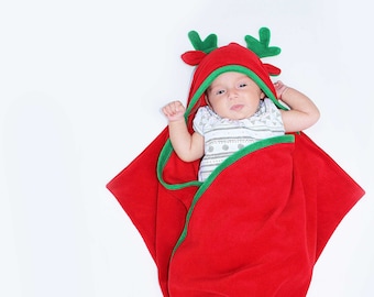 Reindeer Sleeping Bag for baby, Christmas baby outfit or gift,  Baby Swaddle for Baby,  Baby blanket  wrap for Newborn Photography