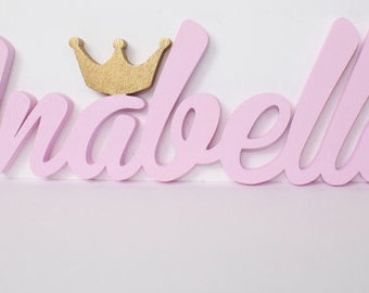 Girl Name Sign with Princess Crown for Nursery Wall Decor or Birthday Name Plaque, DIY Toy Box