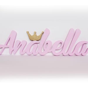 Girl Name Sign with Princess Crown for Nursery Wall Decor or Birthday Name Plaque, DIY Toy Box