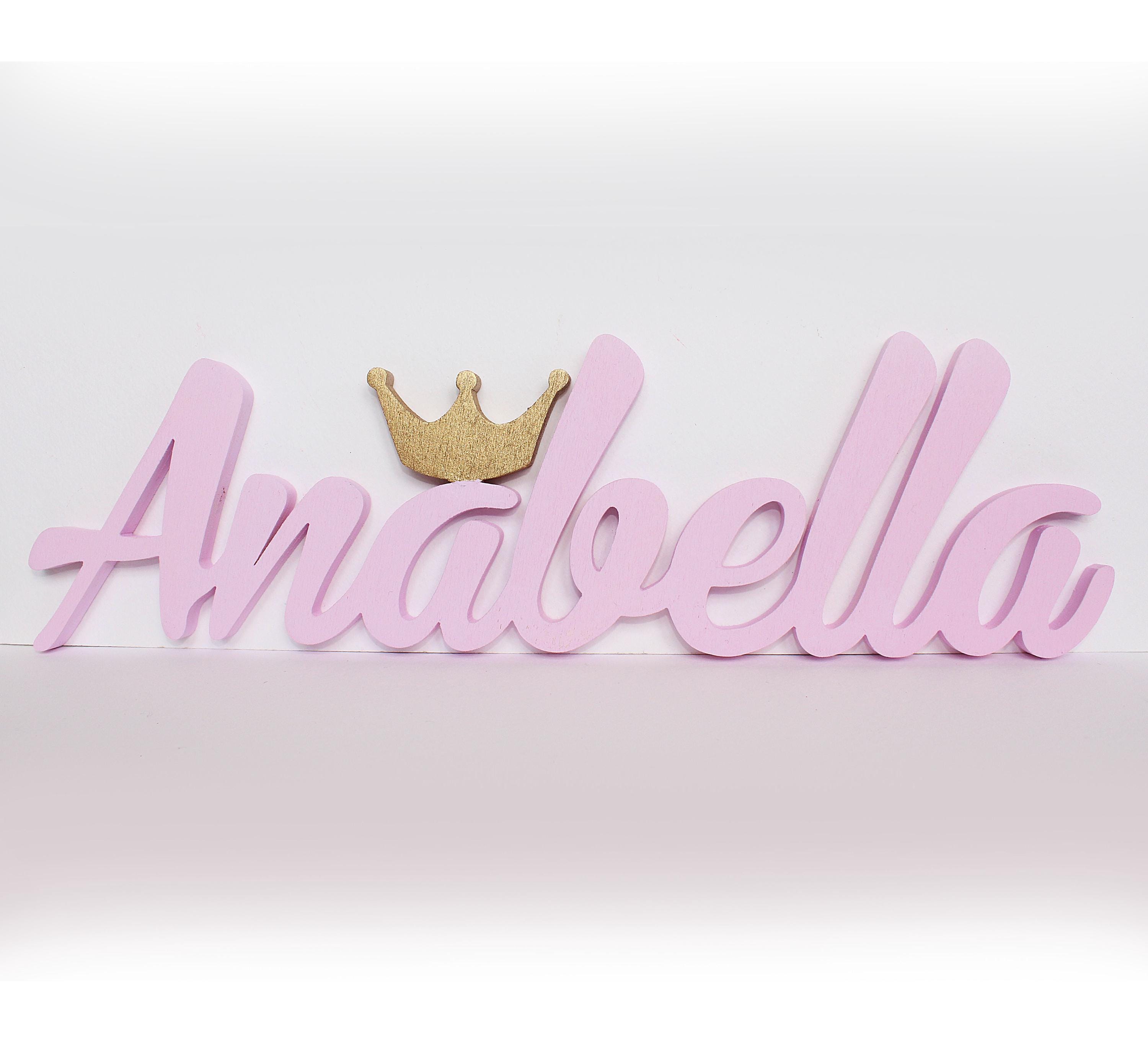 Girl Name Sign with Princess Crown for Nursery Wall Decor or Birthday Name Plaque, DIY Toy Box