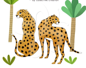 Jungle Leopard Digital Clip Art Clipart Set - Personal and Commercial Use