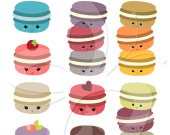 Kawaii Macaroon Clip Art Clipart Set - Personal and Commercial Use
