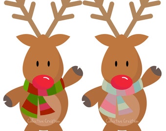 Rudolph the Red Nosed Reindeer Digital Clipart - Personal and Commercial Use - Clip Art for Cards, Scrapbooking and Paper Crafts