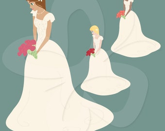 Bride Wedding Clip Art Clipart Set - Commercial and Personal use