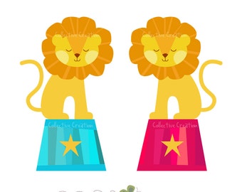 Circus Lions Digital Clipart - Personal and Commercial Use