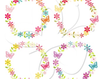 Daisy Floral Wreath clipart set - personal and commercial use