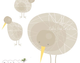 Kiwi Bird Digital Clip Art - Uso comercial y personal