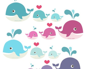 Whale Clipart - Commercial and Personal use