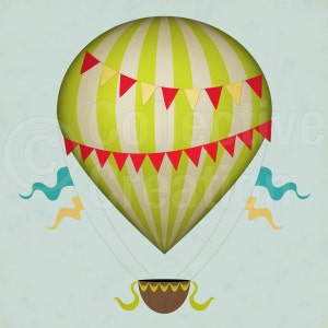 Vintage Hot Air Balloons Digital Clip Art Set Commerical and Personal use image 4