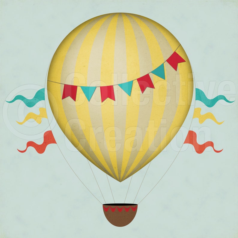 Vintage Hot Air Balloons Digital Clip Art Set Commerical and Personal use image 3