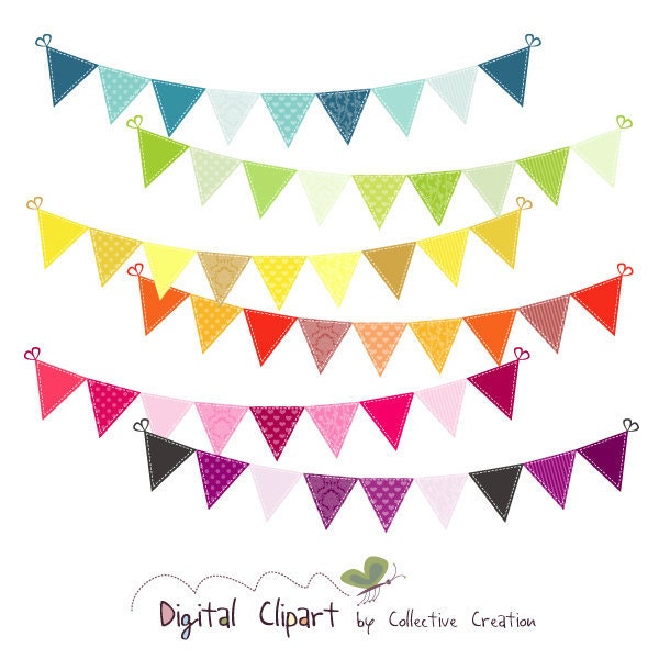 Rainbow Bunting Digital Clipart - Ideal for Scrapbooking, Cardmaking and Paper Crafts