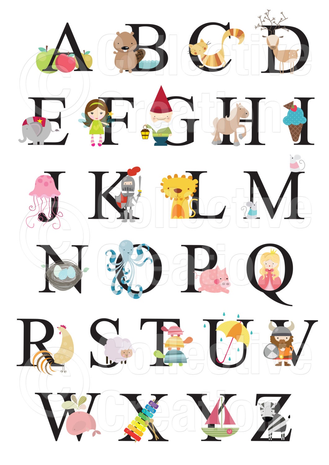 Alphabet Wall Chart Commercial and Personal Use Etsy