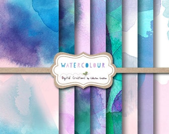 Watercolour Digital Paper Set - Watercolor Papers - Personal and Commercial Use