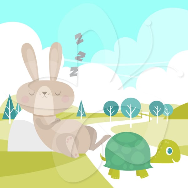 The Hare and the Tortoise Clip Art  Clipart Set - Personal and Commercial Use
