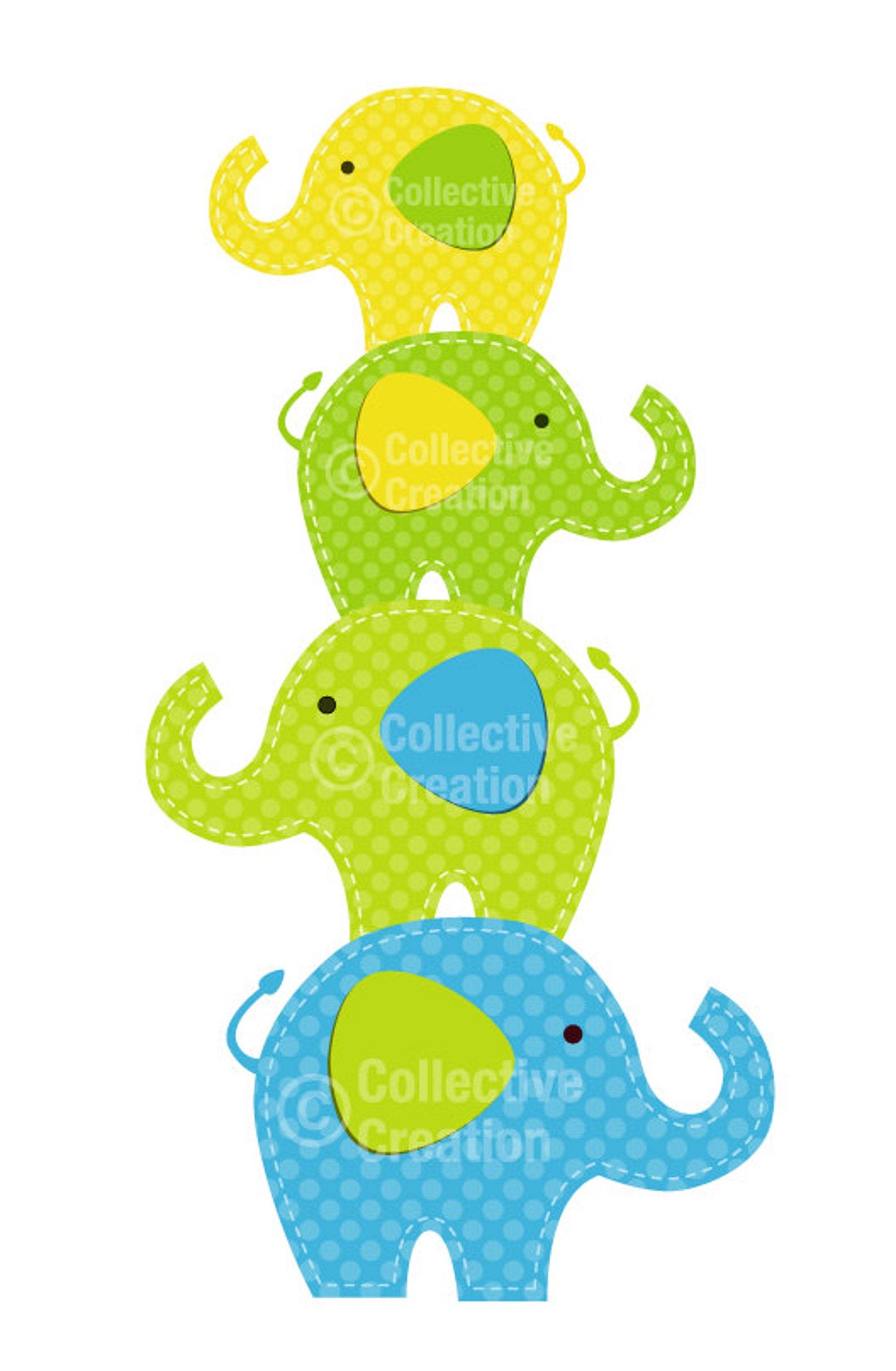 Bright Elephant Stacks Digital Clip Art Clipart Set Personal - Etsy