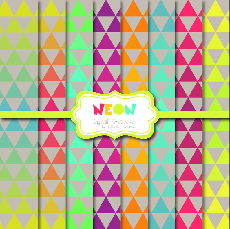 Neon Digital Paper Background Set Commercial and Personal Use Digital Scrapbooking, Invitations, Art and Craft image 1