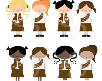 Brownie Girl Scouts Clip Art Clipart Set - Commercial and Personal use