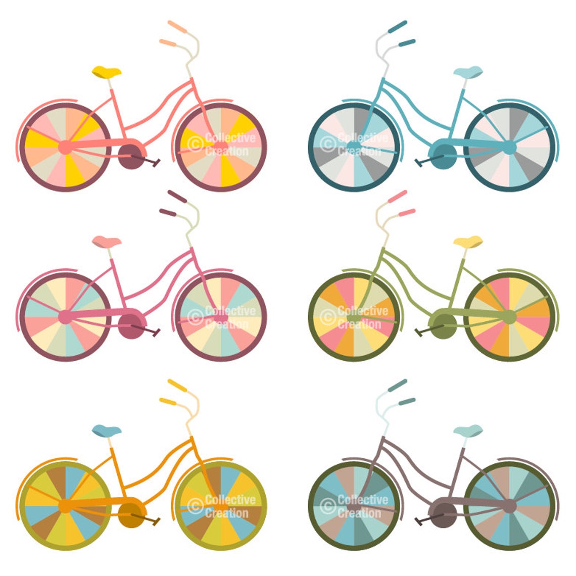 Colorful Bike Clip Art Clipart Set Personal and Commercial Use - Etsy
