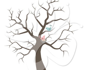 Baby Shower Fingerprint Tree Digital Clip Art Clipart Set - Personal and Commercial Use