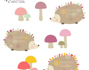 Hedgehog Digital Clip Art Clipart Set - Personal and Commercial Use