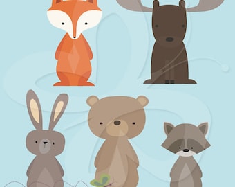 Kawaii Woodland Clip Art Clipart Set - Commercial and Personal use