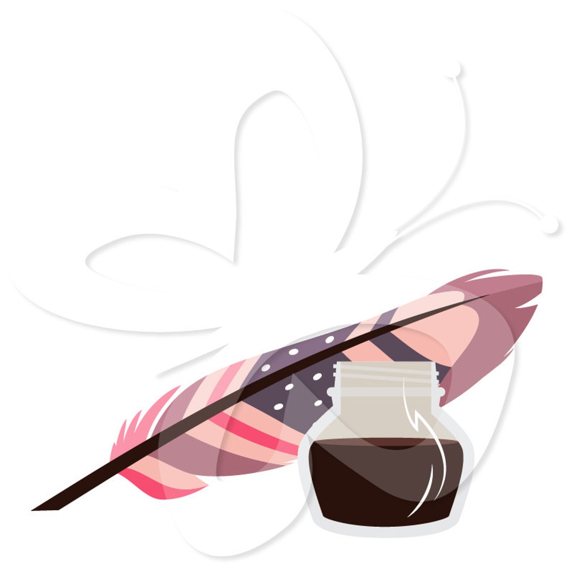 Ink Pot and Quill Digital Clip Art Clipart Set Personal and Commercial