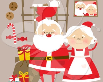 Mr and Mrs Claus Clip Art Clipart Set - Commercial and Personal use