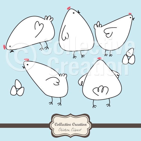 Cute Doodle Chicken & Egg Clipart Set - Ideal for Scrapbooking, Cardmaking and Paper Crafts