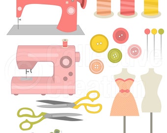 Sewing Digital Clip Art Clipart Set 2 - Personal and Commercial Use