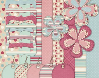 Audrey Digital Paper and Clipart Set - Commercial and Personal Use