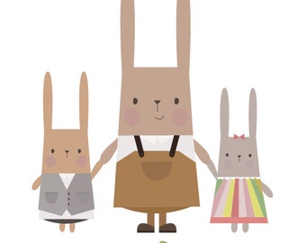 Father's Day with Mr Rabbit Clip Art Set - Personal and Commercial Use