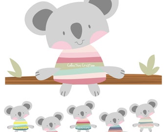 Koala Digital Clipart Set- Personal and Commercial Use - Scrapbooking, Cards, Invitations, Paper Crafts etc