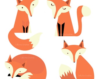 Fox Family Digital Clipart - Clip Art for Cards, Scrapbooking and Paper Crafts