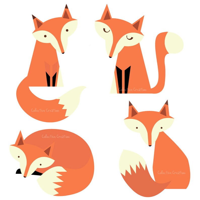 Fox Family Digital Clipart Clip Art for Cards, Scrapbooking and Paper Crafts image 1