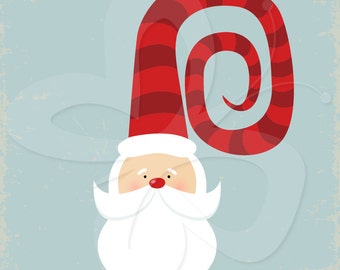 Santa Face with Funny Hat Clip Art Clipart Set - Commercial and Personal use